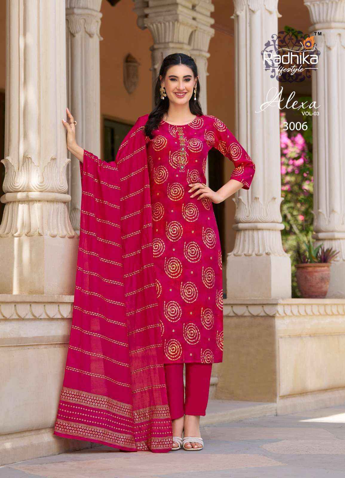 Radhika Lifestyle Alexa Vol-3 Silk Readymade Suit (6 pcs Catalogue)