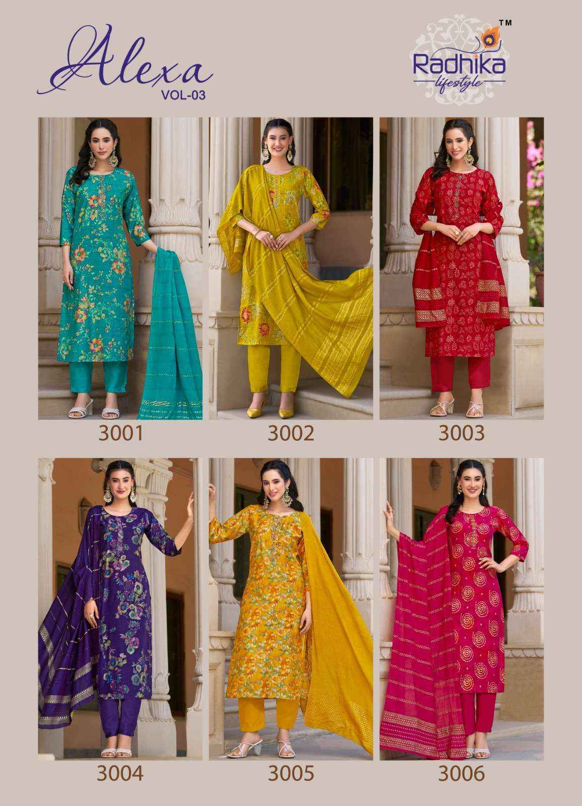 Radhika Lifestyle Alexa Vol-3 Silk Readymade Suit (6 pcs Catalogue)