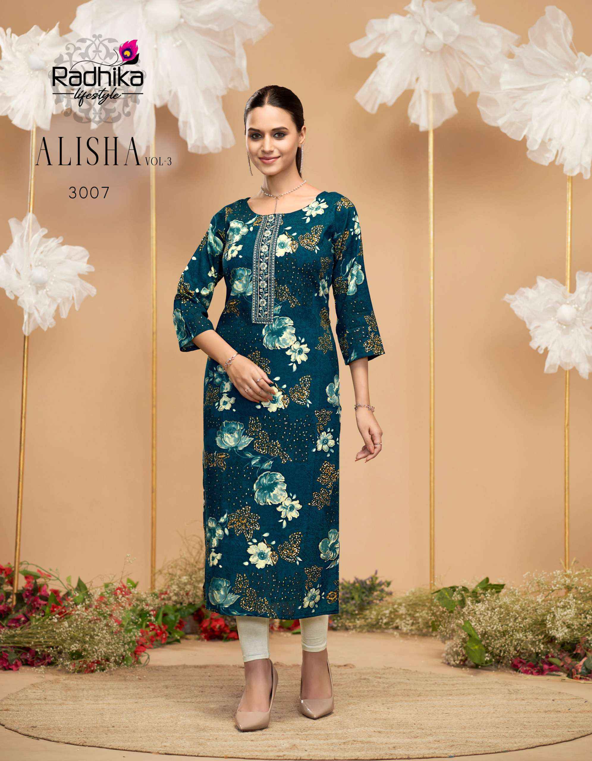 Radhika Lifestyle Alisha Vol 3 Rayon Kurti Combo 9 Pc Catalog