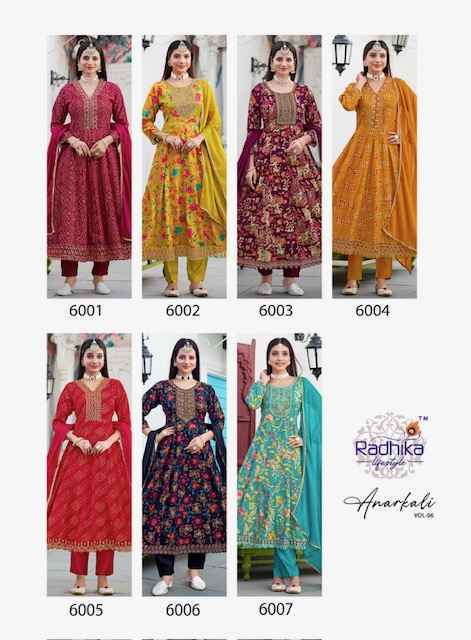 Radhika Lifestyle Anarkali Vol-6 Rayon Readymade Suit (7 Pc Catalog)