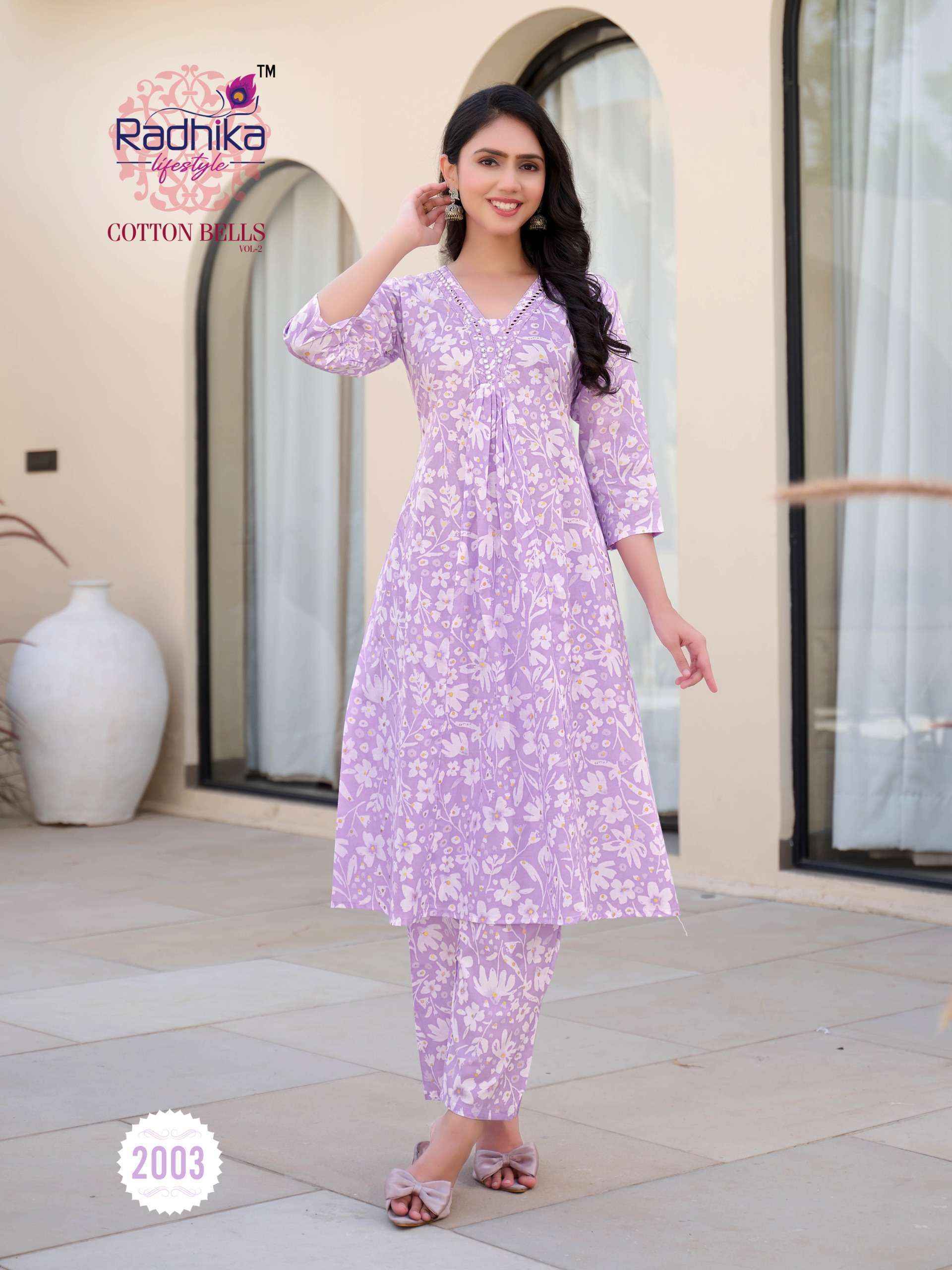 Radhika Lifestyle Cotton Bells Vol-2 Cotton Kurti With Plazzo (8 pcs Catalogue)