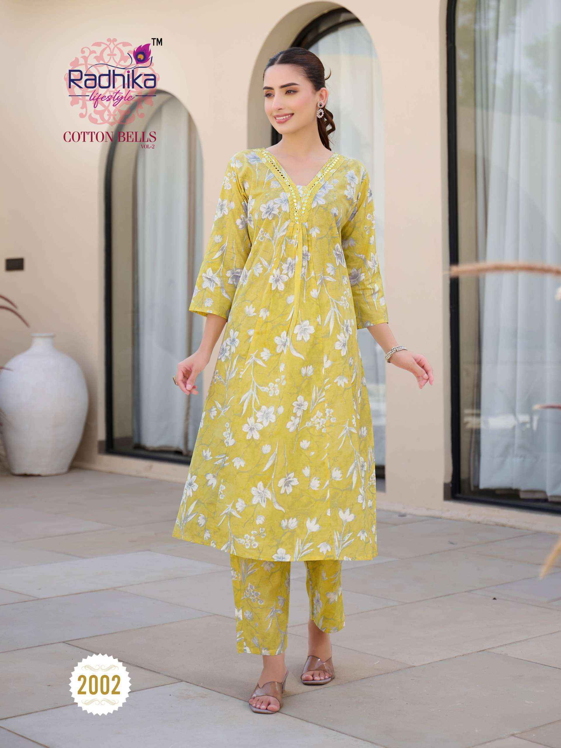 Radhika Lifestyle Cotton Bells Vol-2 Cotton Kurti With Plazzo (8 pcs Catalogue)