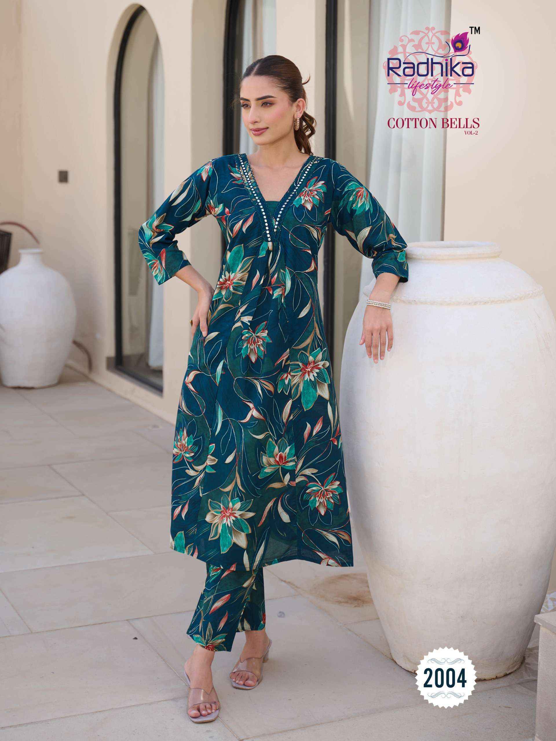Radhika Lifestyle Cotton Bells Vol-2 Cotton Kurti With Plazzo (8 pcs Catalogue)