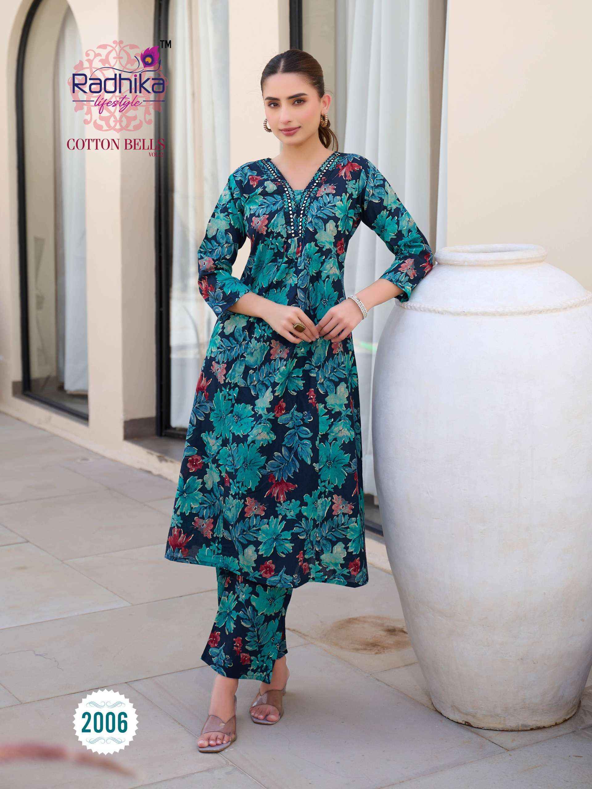 Radhika Lifestyle Cotton Bells Vol-2 Cotton Kurti With Plazzo (8 pcs Catalogue)