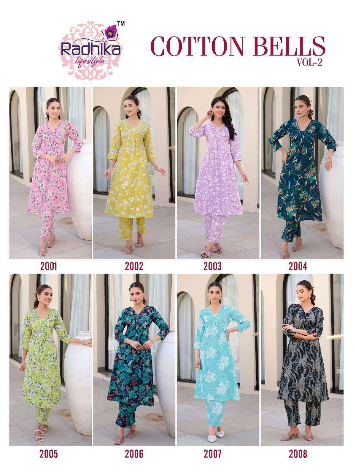 Radhika Lifestyle Cotton Bells Vol-2 Cotton Kurti With Plazzo (8 pcs Catalogue)