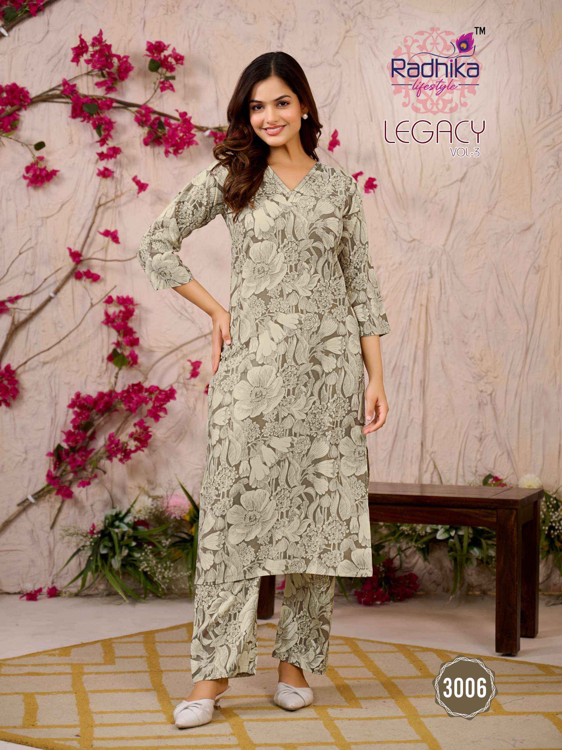 Radhika Lifestyle Legacy Vol-3 Rayon Kurti With Bottom (6 pcs Catalogue