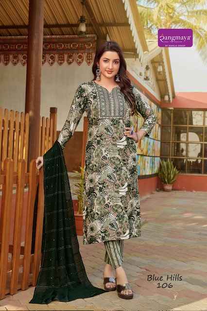 Rangmaya Blue Hills Rayon Readymade Suit (8 pcs Catalogue)