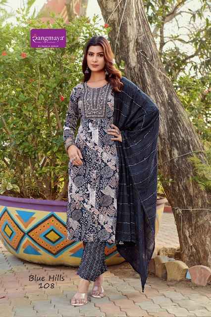 Rangmaya Blue Hills Rayon Readymade Suit (8 pcs Catalogue)