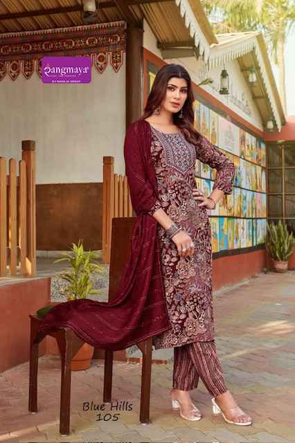 Rangmaya Blue Hills Rayon Readymade Suit (8 pcs Catalogue)