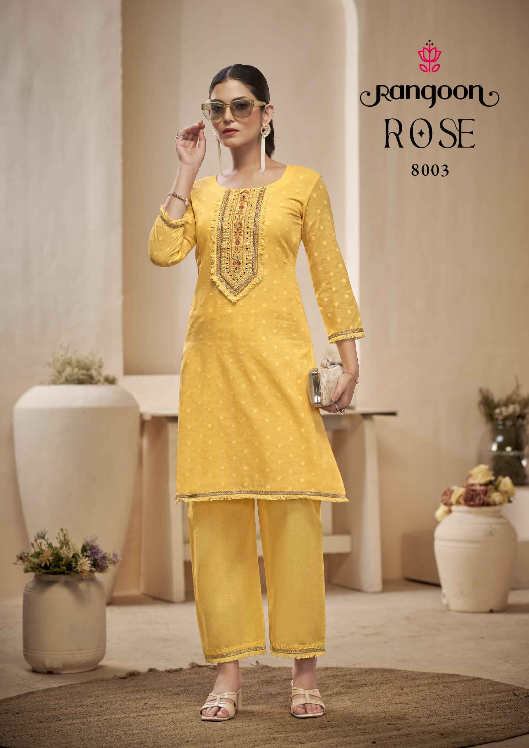 Rangoon Rose Cotton Kurti With Bottom (8 pcs Catalogue)