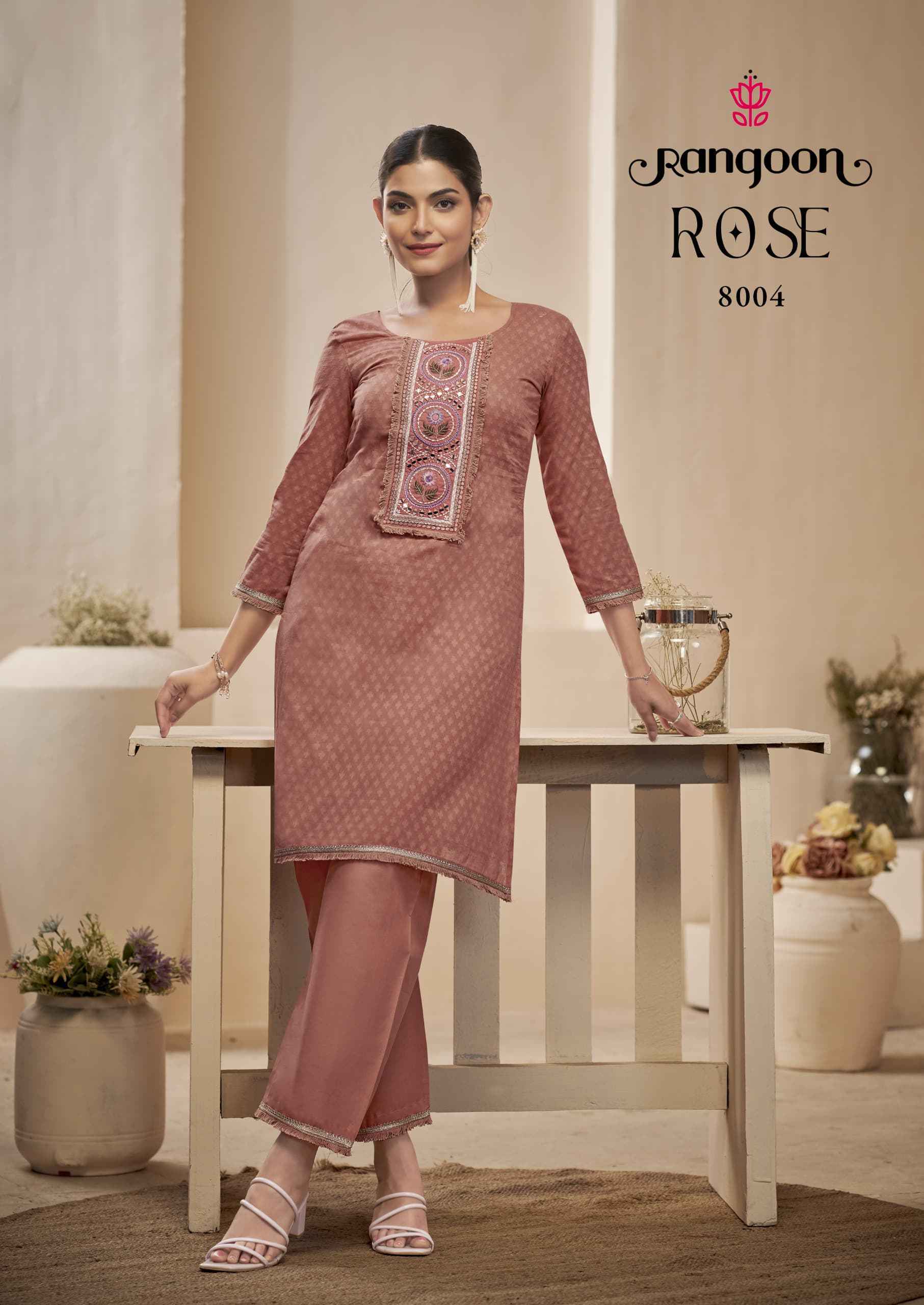 Rangoon Rose Cotton Kurti With Bottom (8 pcs Catalogue)