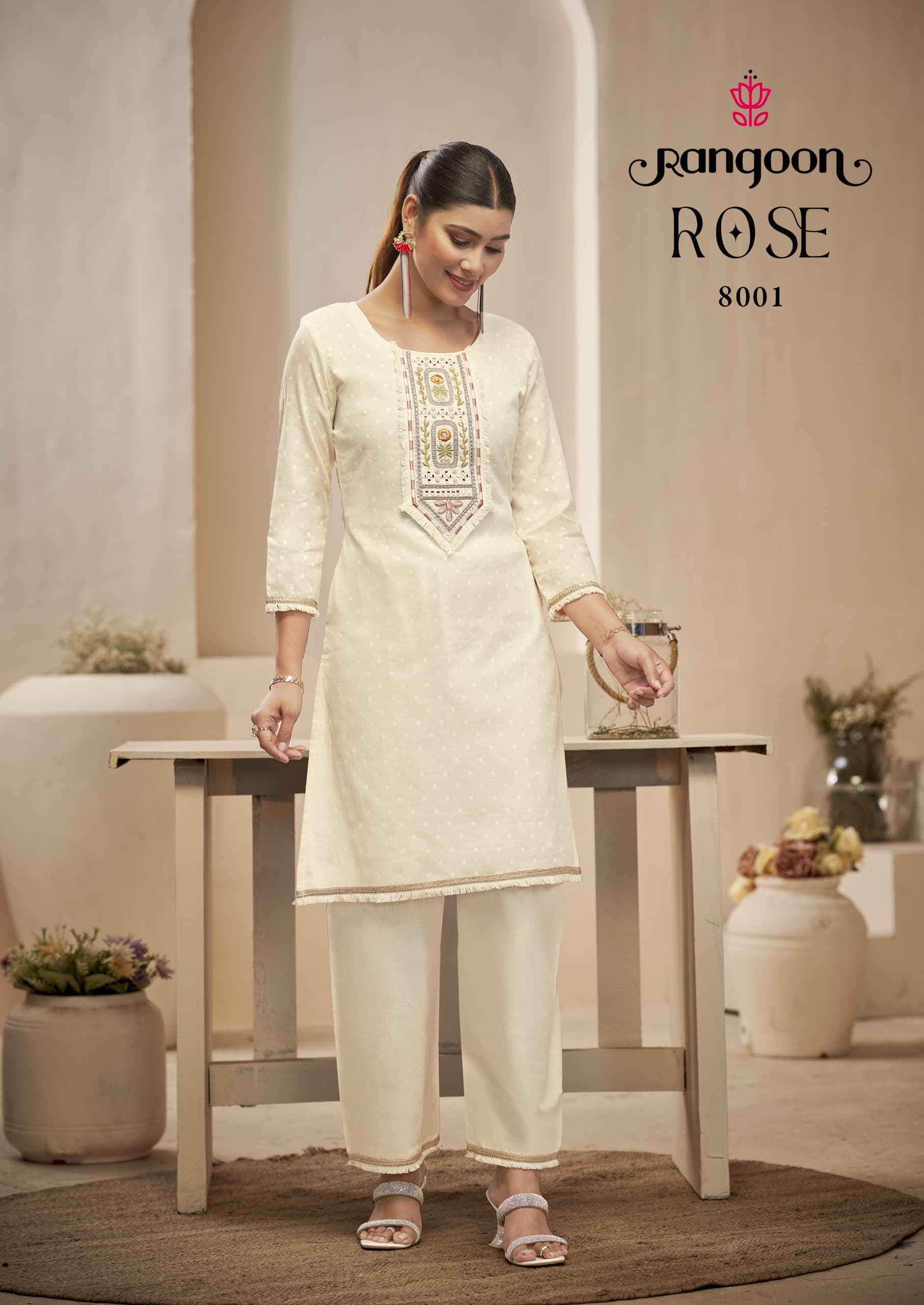 Rangoon Rose Cotton Kurti With Bottom (8 pcs Catalogue)