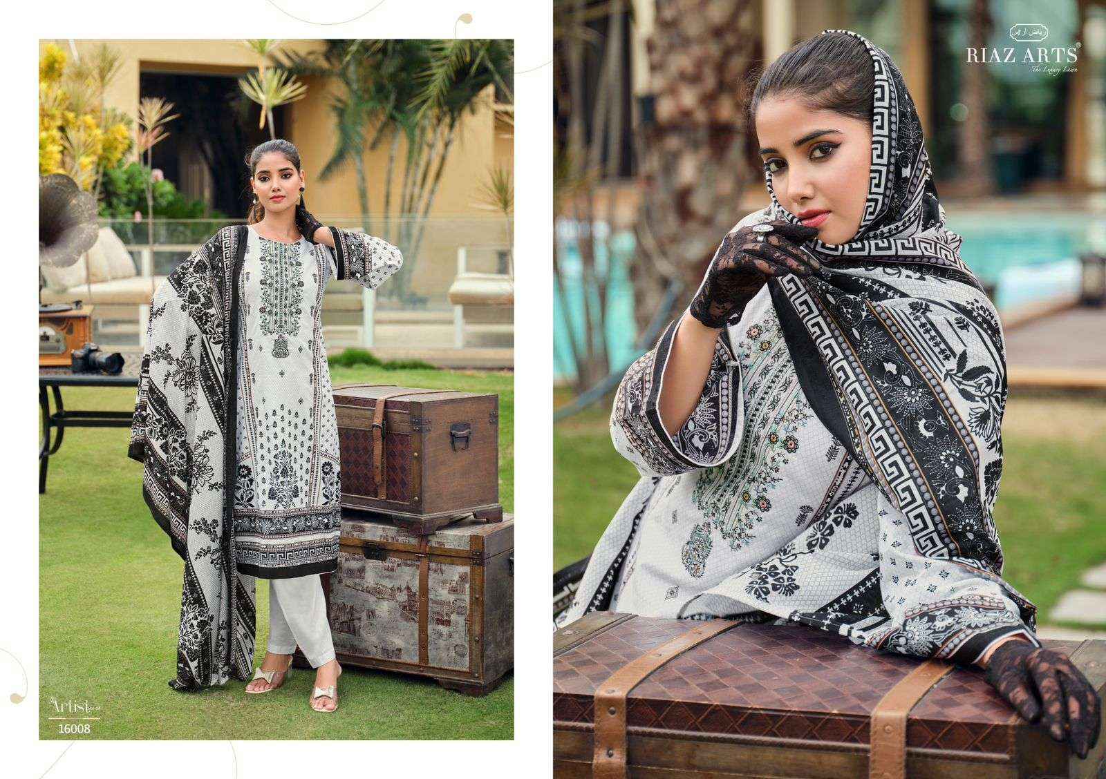 Riaz Arts The Artist Vol 4 Lawn Cotton Dress Material 8 pcs Catalogue