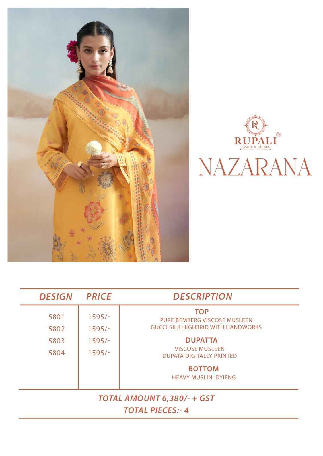 Rupali Fashion Nazarana Viscouse Dress Material (4 pcs Catalogue)