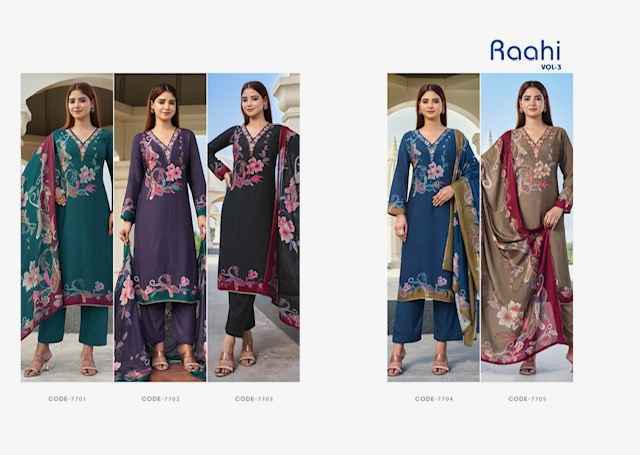Rupali Fashion Raahi Vol-3 Musline Dress Material (5 pcs Catalogue)