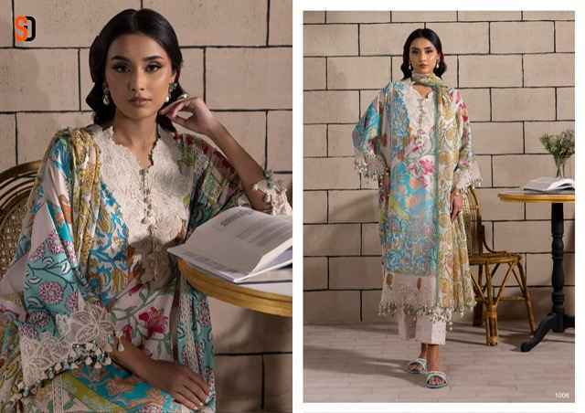 Shraddha Designer Muzlin Sana Safinaz Lawn Cotton Dress Material (8 pcs Catalogue)