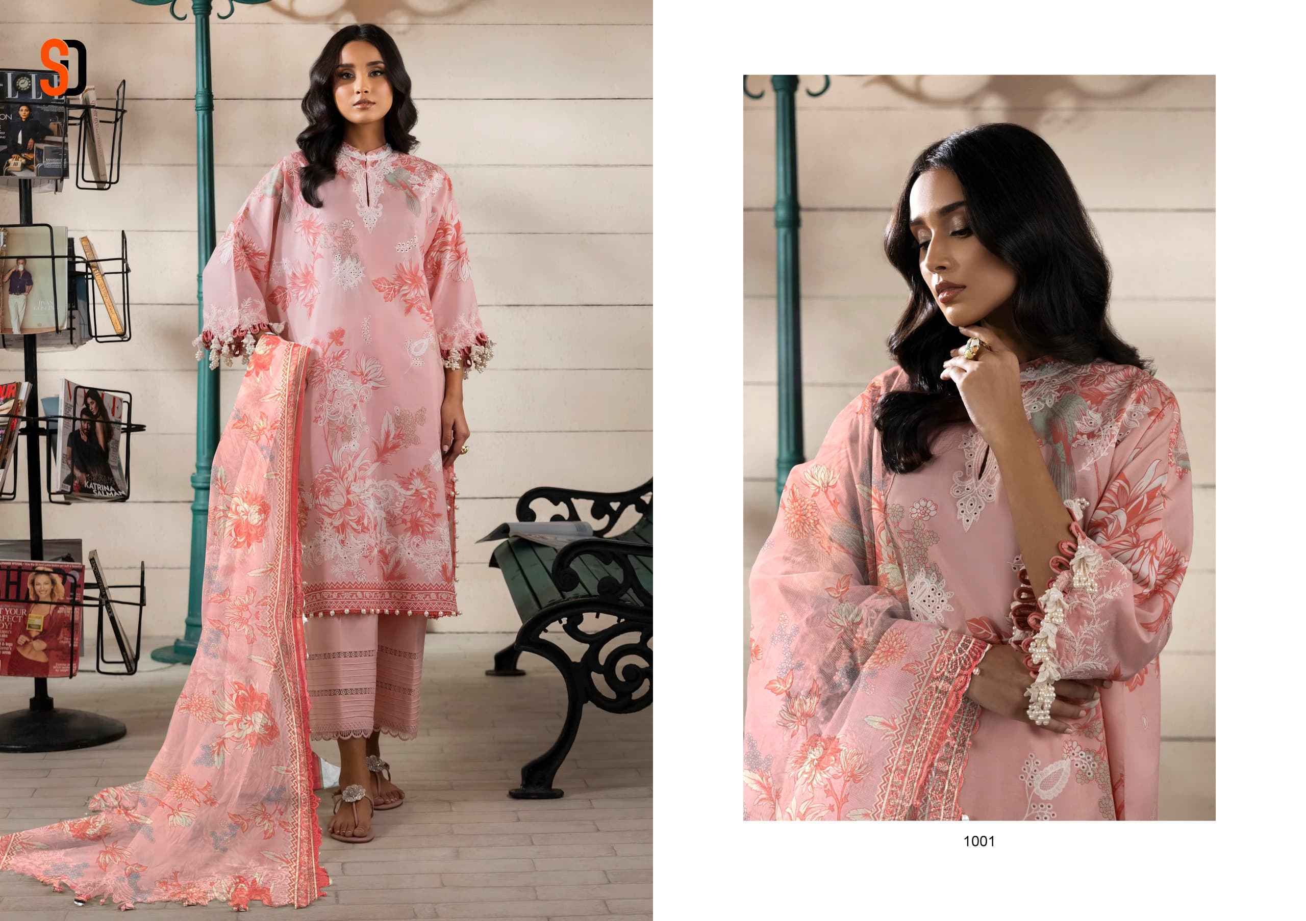 Shraddha Designer Muzlin Sana Safinaz Lawn Cotton Dress Material (8 pcs Catalogue)
