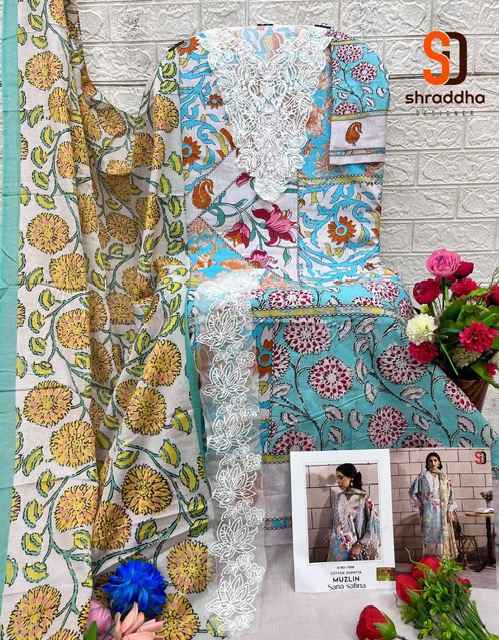 Shraddha Designer Muzlin Sana Safinaz Lawn Cotton Dress Material (8 pcs Catalogue)