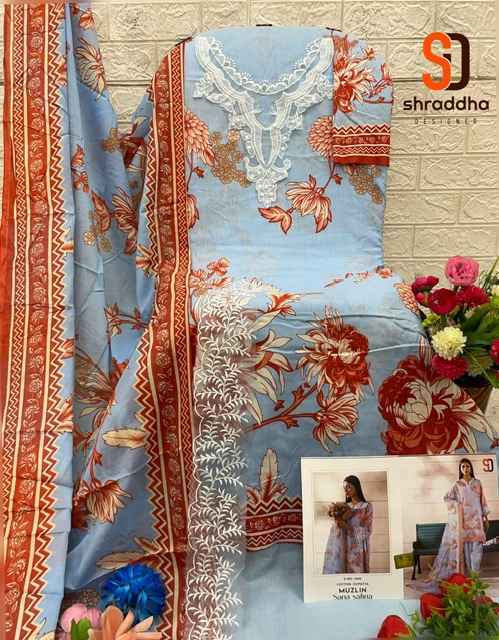 Shraddha Designer Muzlin Sana Safinaz Lawn Cotton Dress Material (8 pcs Catalogue)