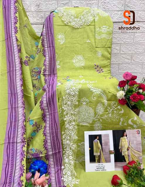 Shraddha Designer Muzlin Sana Safinaz Lawn Cotton Dress Material (8 pcs Catalogue)