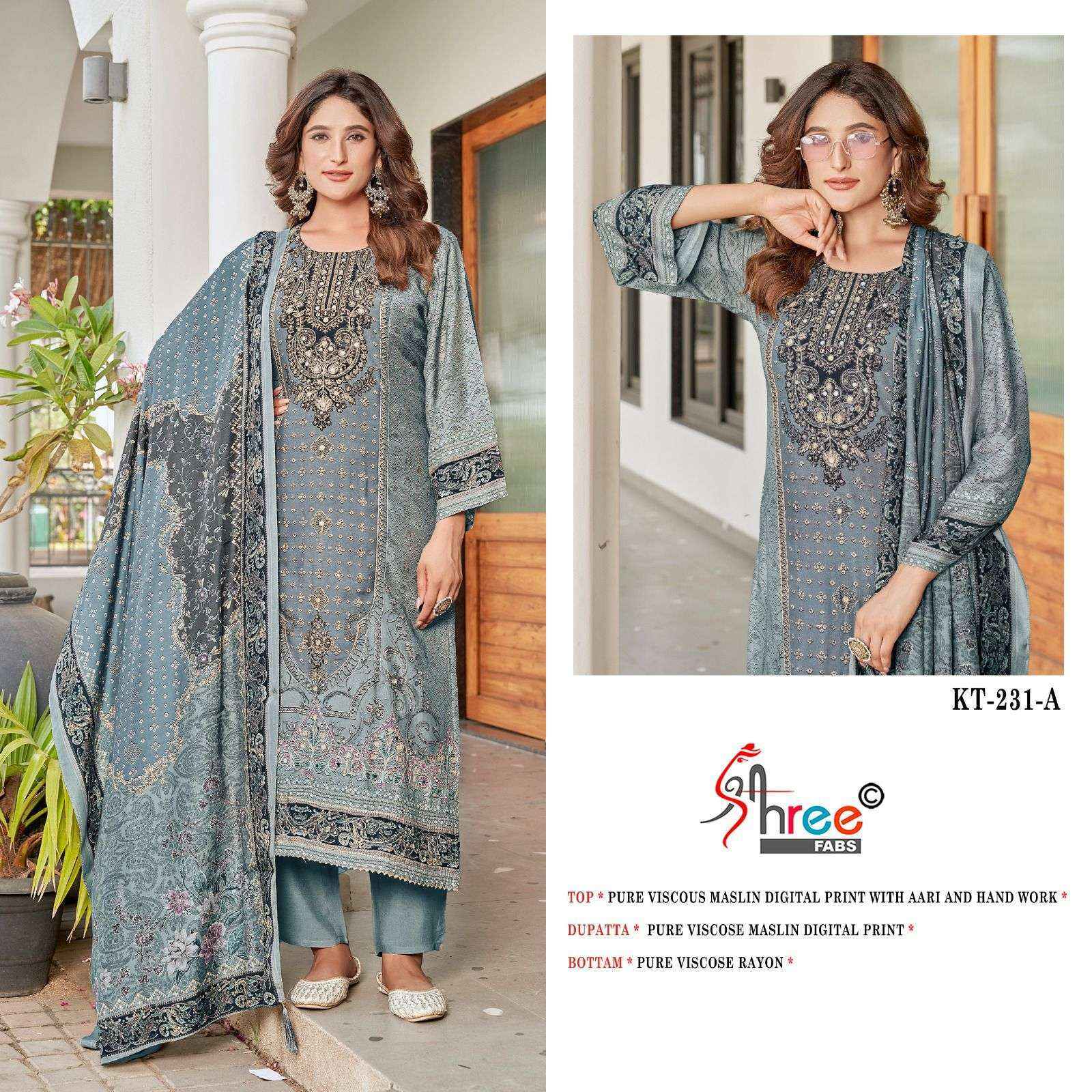 Shree Fabs Kt-231 Viscouse Musline Dress Material (4 pcs Catalogue)