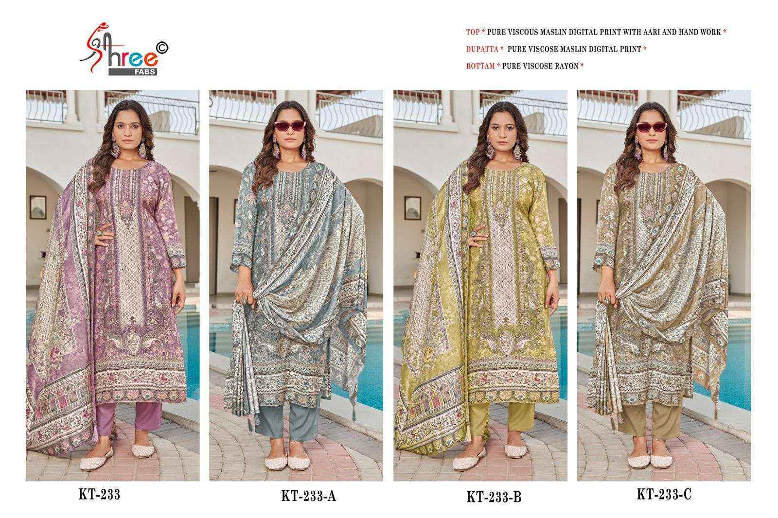 Shree Fabs Kt-233 Viscouse Dress Material (4 pcs Catalogue)