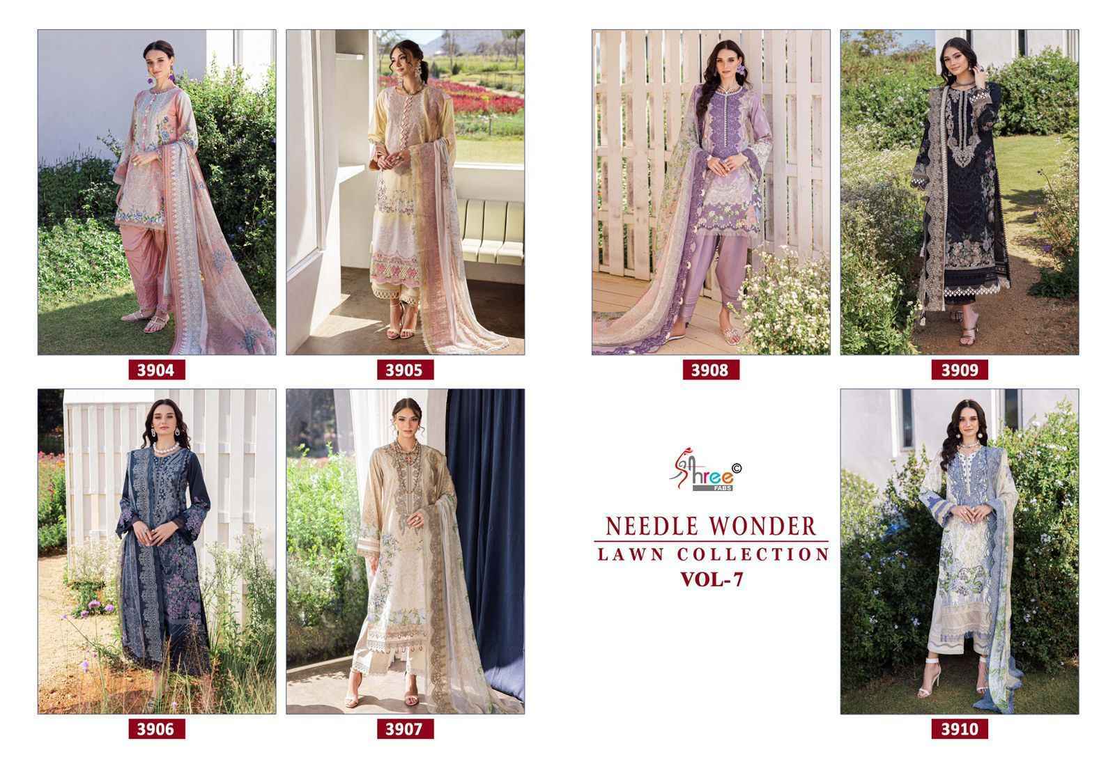Shree Fabs Needle Wonder Lawn Collection Vol-7 Cotton Dress Material (7 pcs Catalogue)