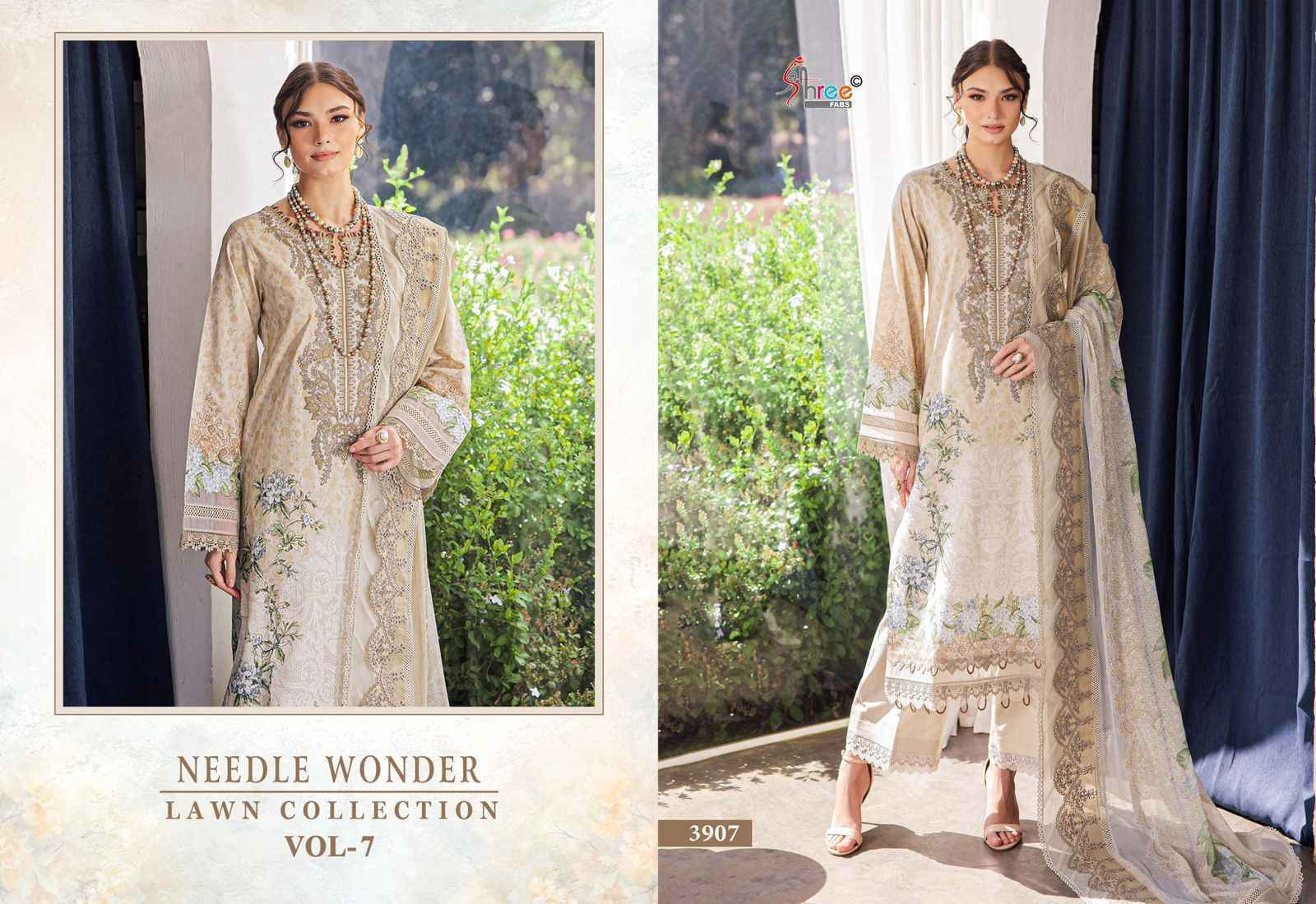 Shree Fabs Needle Wonder Lawn Collection Vol-7 Cotton Dress Material (7 pcs Catalogue)