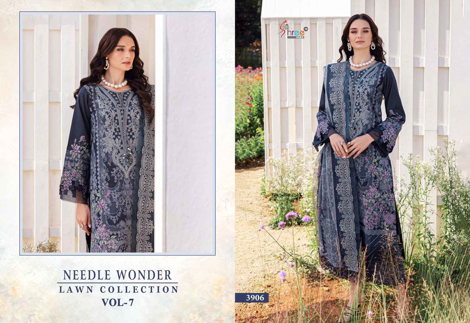 Shree Fabs Needle Wonder Lawn Collection Vol-7 Cotton Dress Material (7 pcs Catalogue)