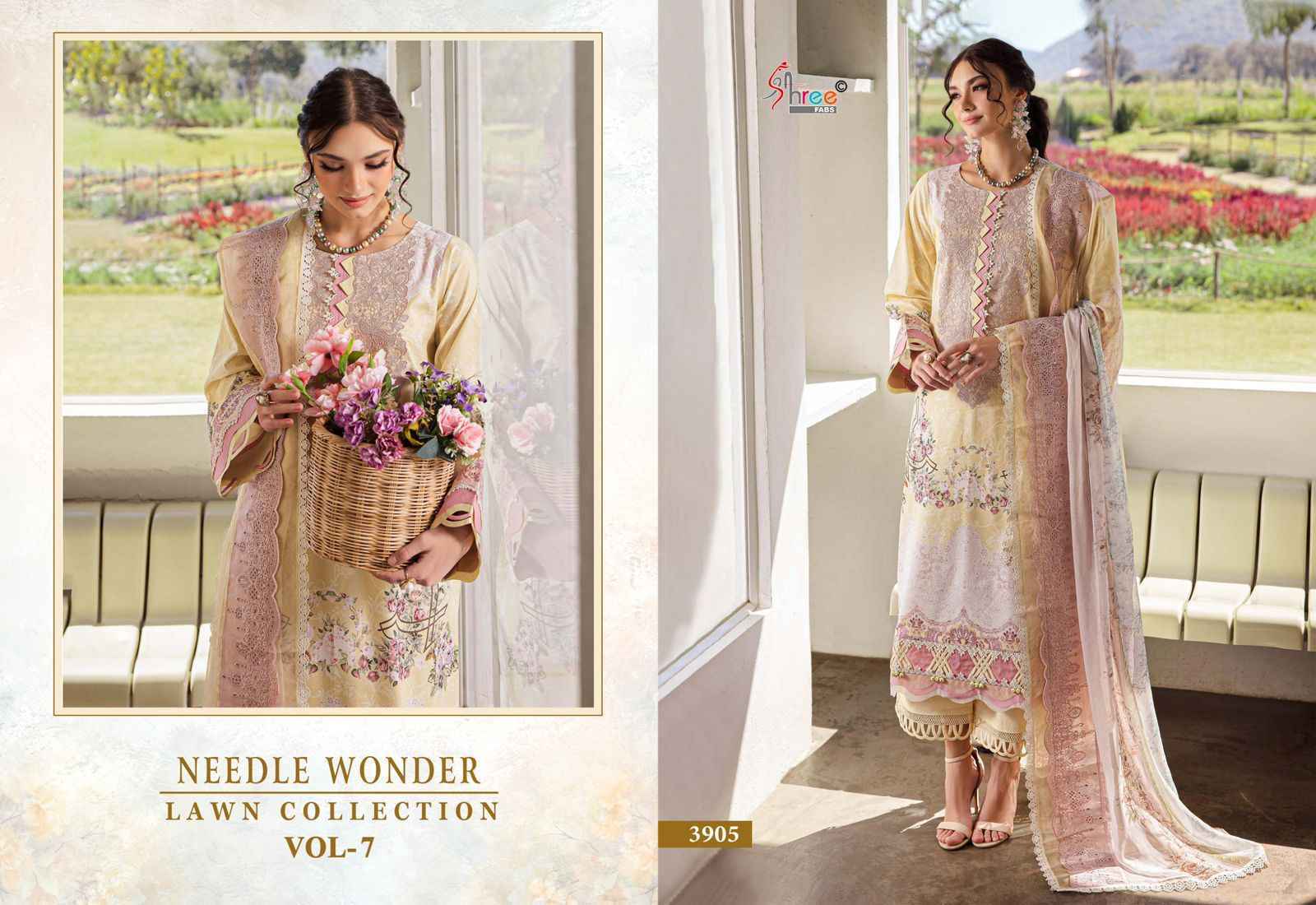 Shree Fabs Needle Wonder Lawn Collection Vol-7 Cotton Dress Material (7 pcs Catalogue)