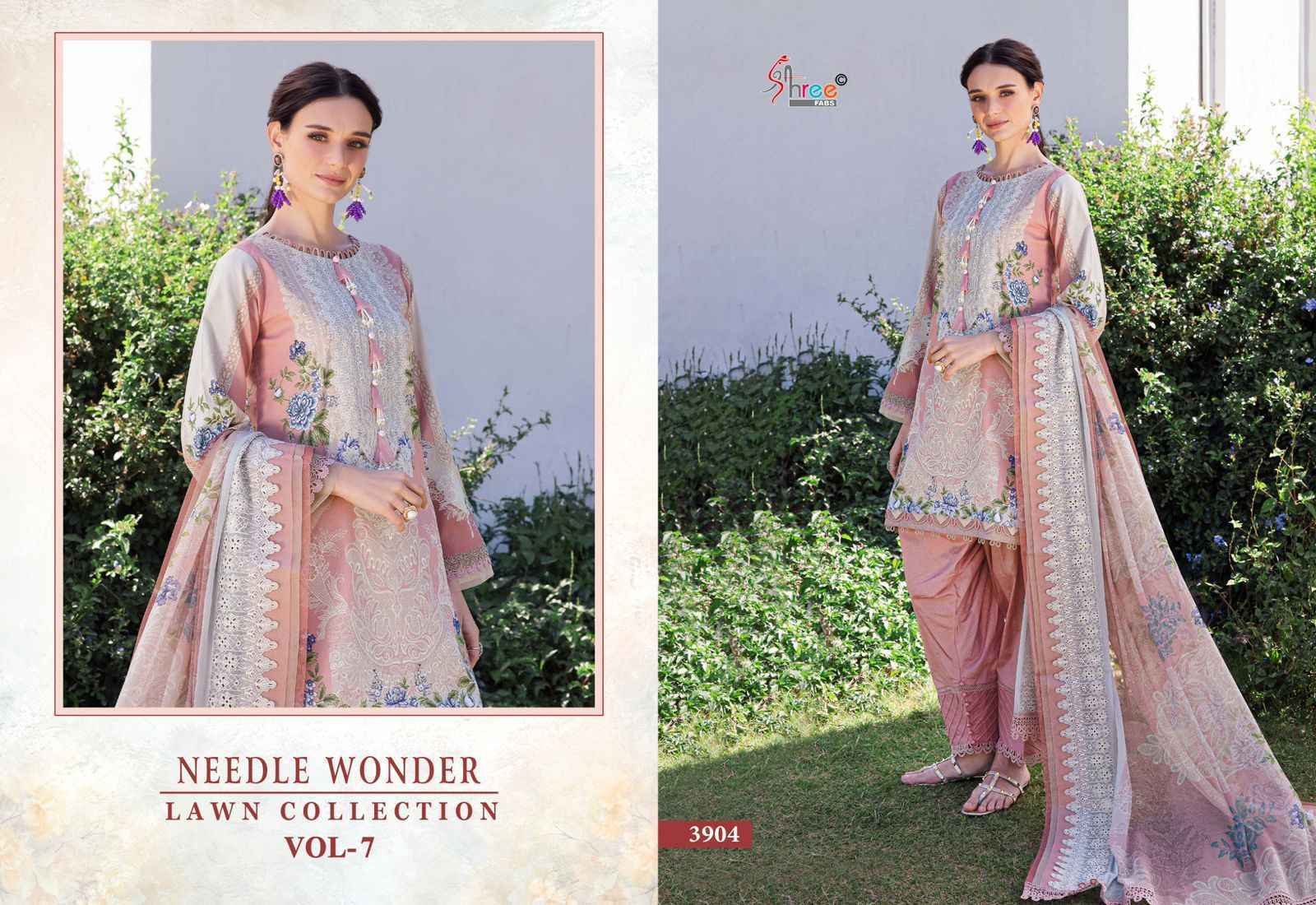 Shree Fabs Needle Wonder Lawn Collection Vol-7 Cotton Dress Material (7 pcs Catalogue)