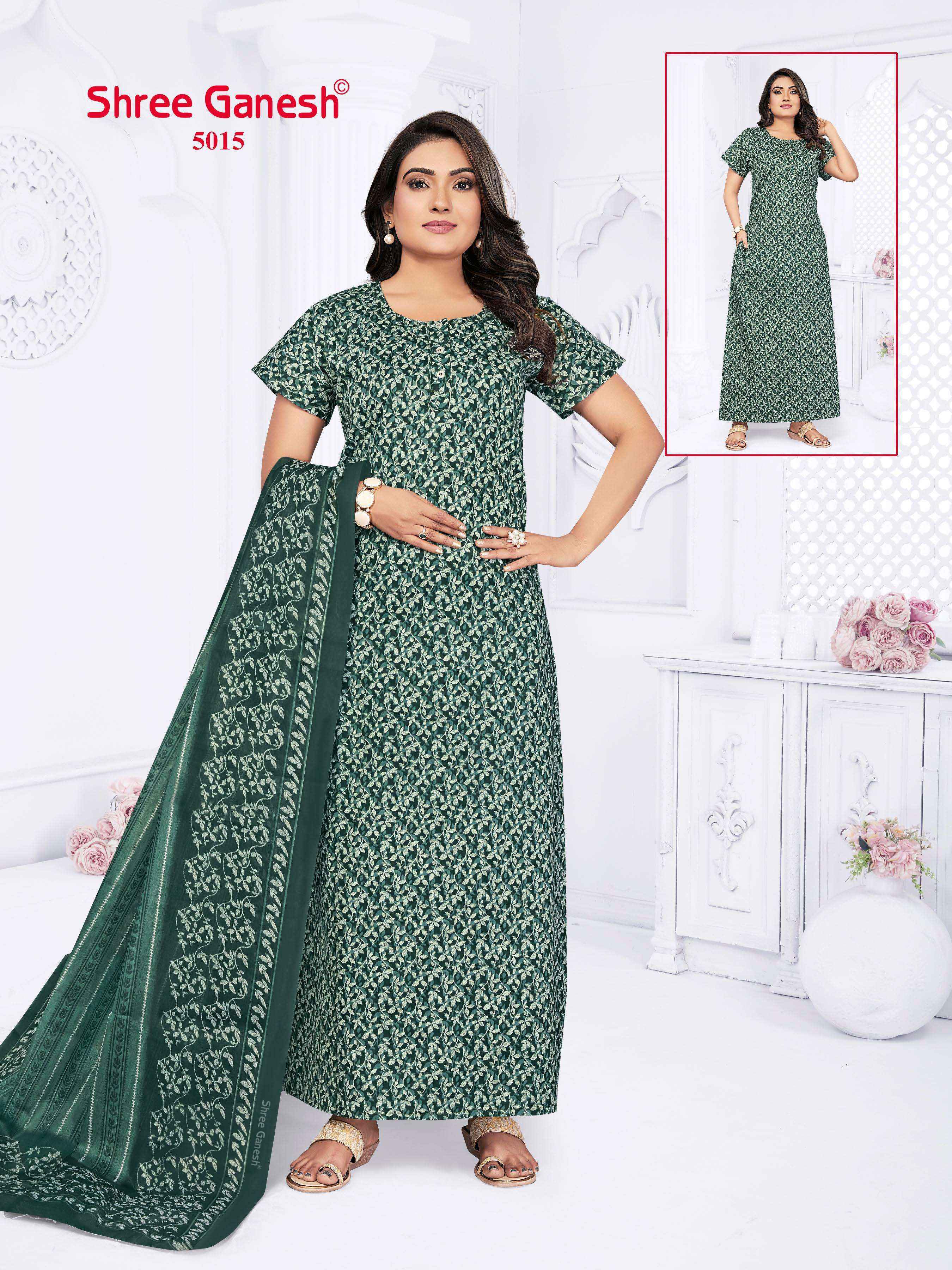 Shree Ganesh Kalki Vol-5 Cotton Gown With Dupatta (15 pcs Catalogue)
