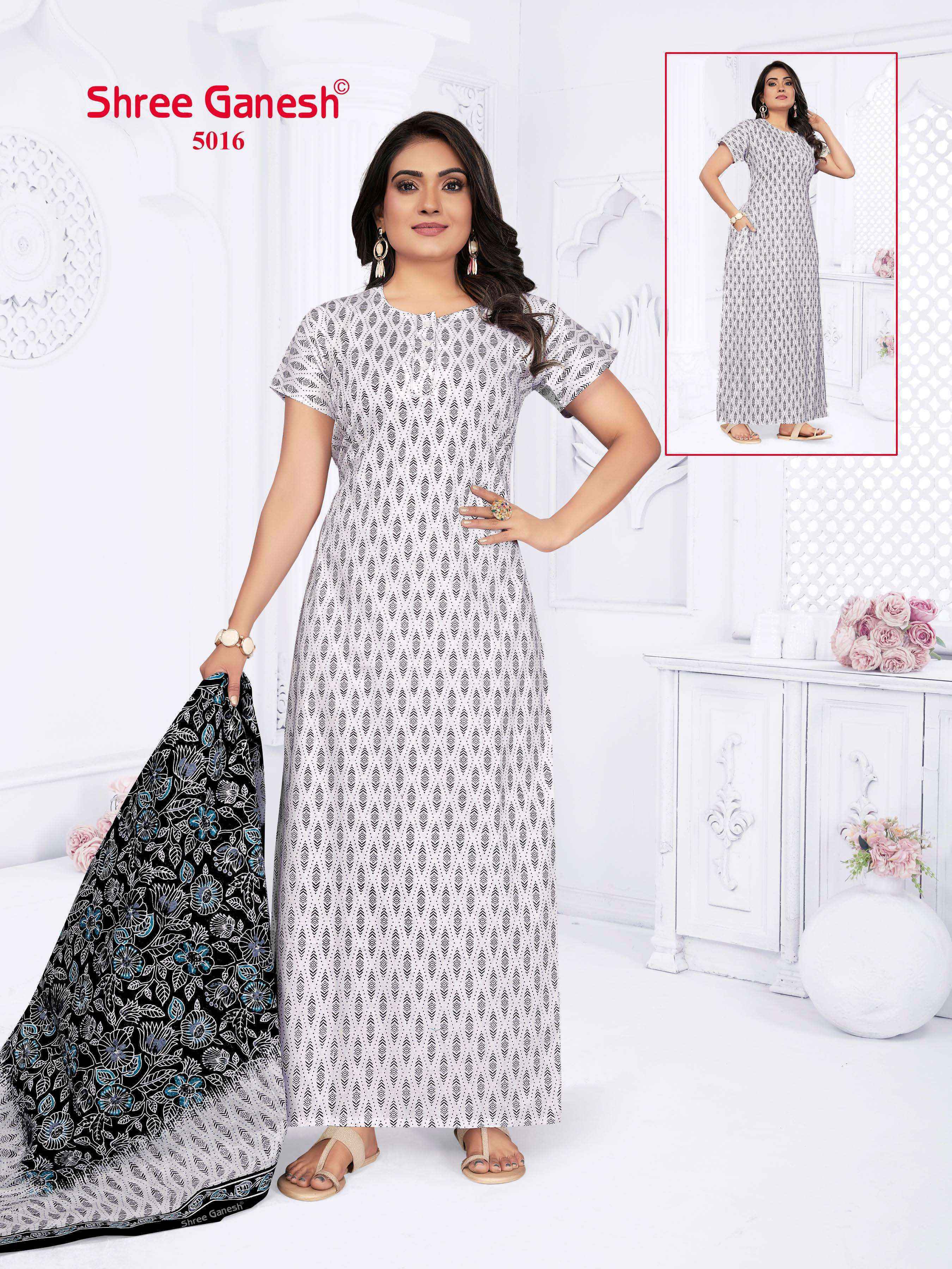Shree Ganesh Kalki Vol-5 Cotton Gown With Dupatta (15 pcs Catalogue)
