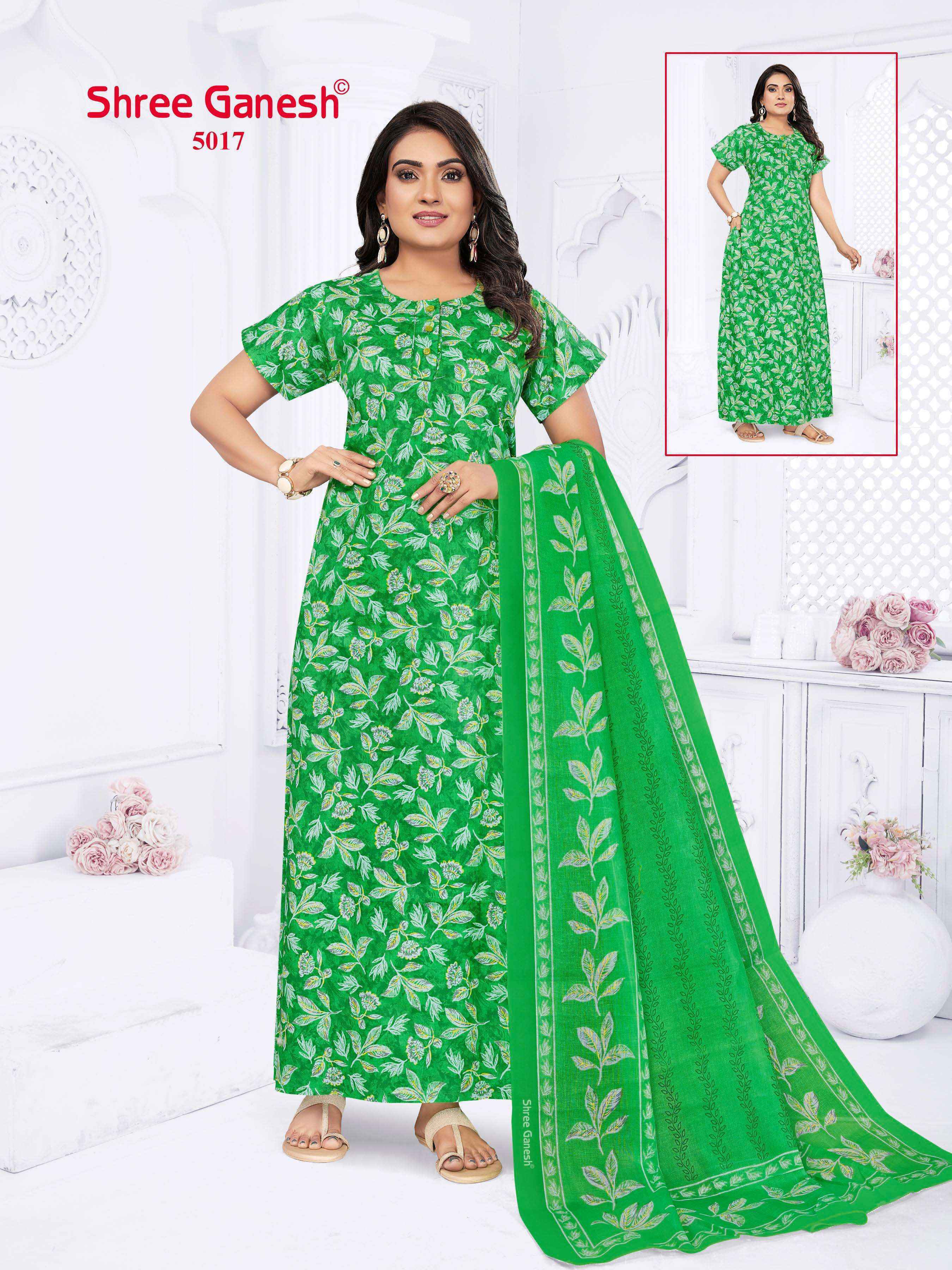 Shree Ganesh Kalki Vol-5 Cotton Gown With Dupatta (15 pcs Catalogue)
