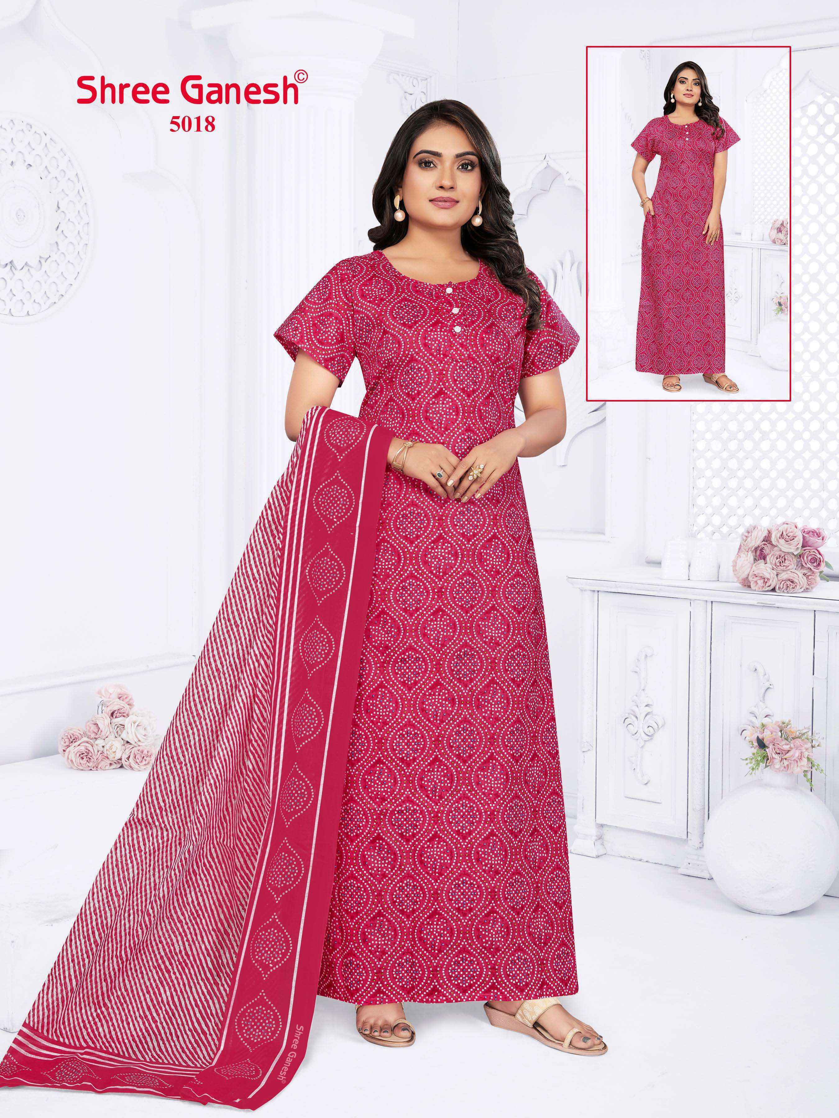 Shree Ganesh Kalki Vol-5 Cotton Gown With Dupatta (15 pcs Catalogue)