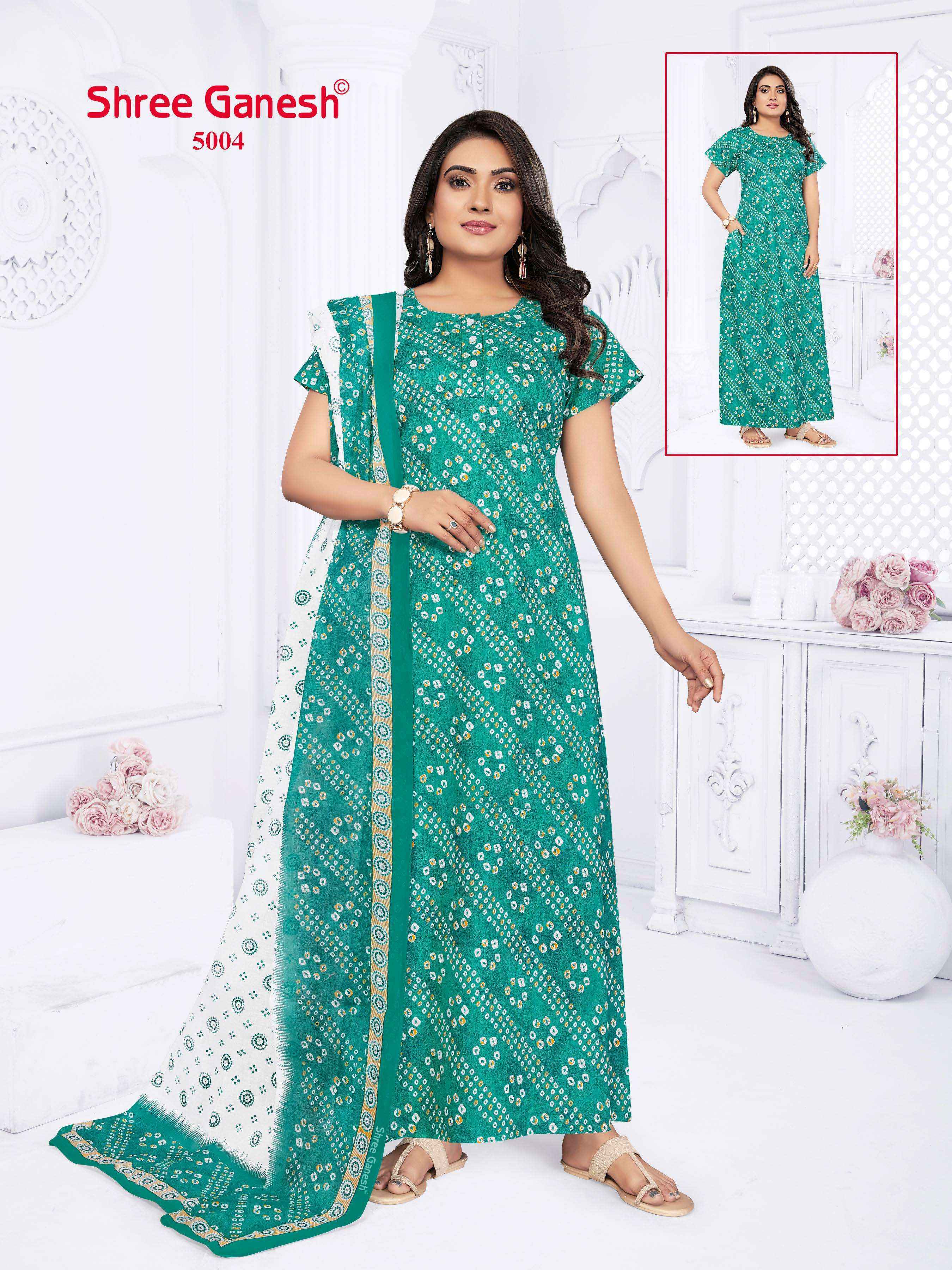 Shree Ganesh Kalki Vol-5 Cotton Gown With Dupatta (15 pcs Catalogue)