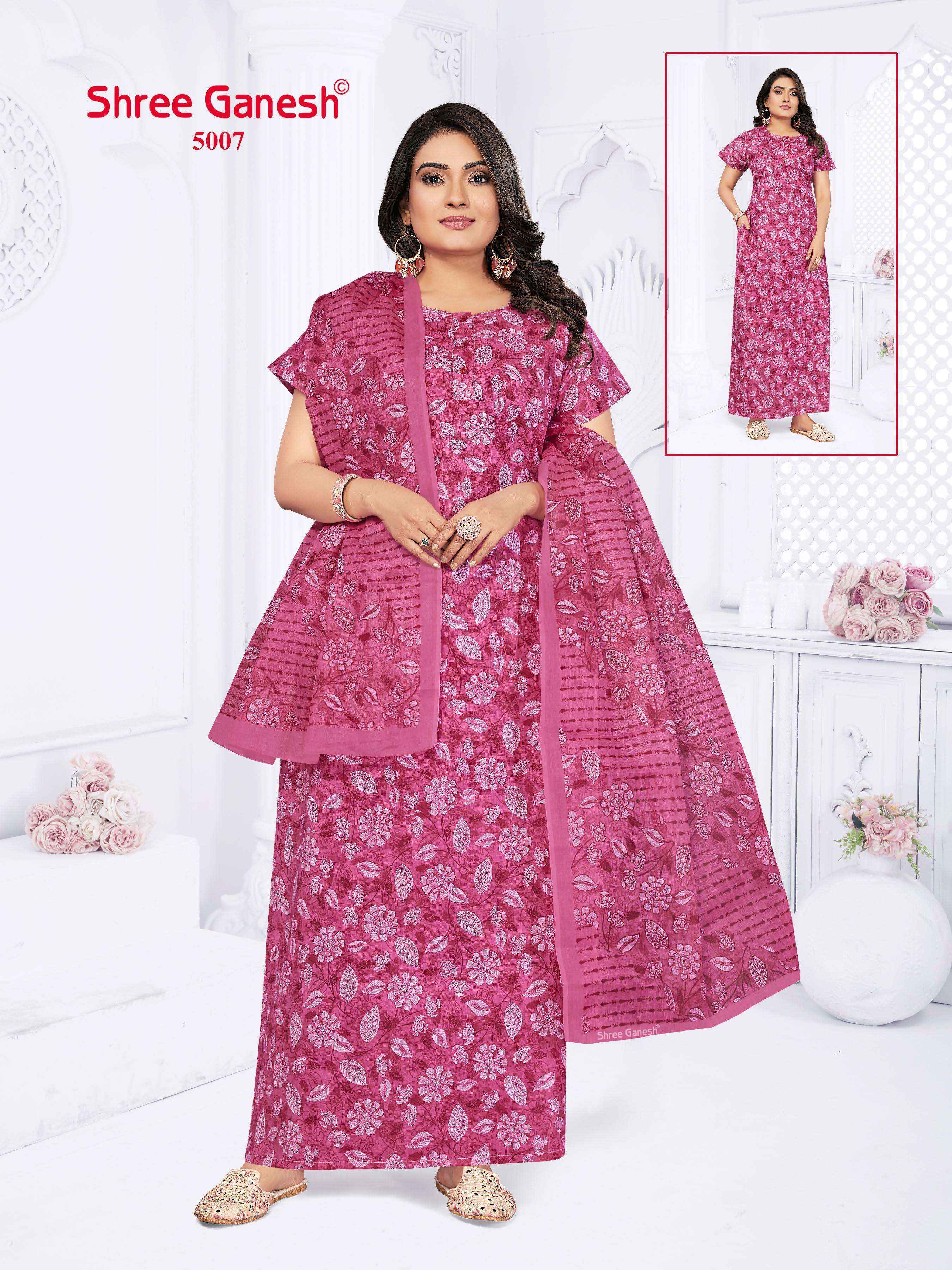 Shree Ganesh Kalki Vol-5 Cotton Gown With Dupatta (15 pcs Catalogue)