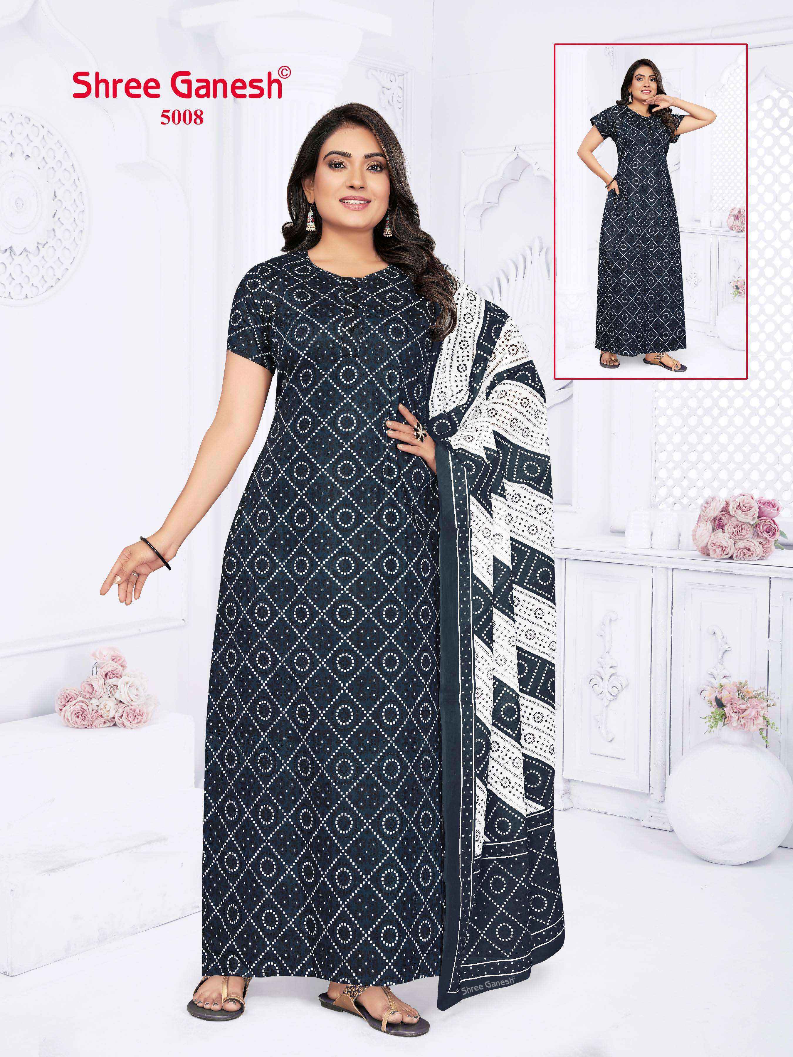 Shree Ganesh Kalki Vol-5 Cotton Gown With Dupatta (15 pcs Catalogue)