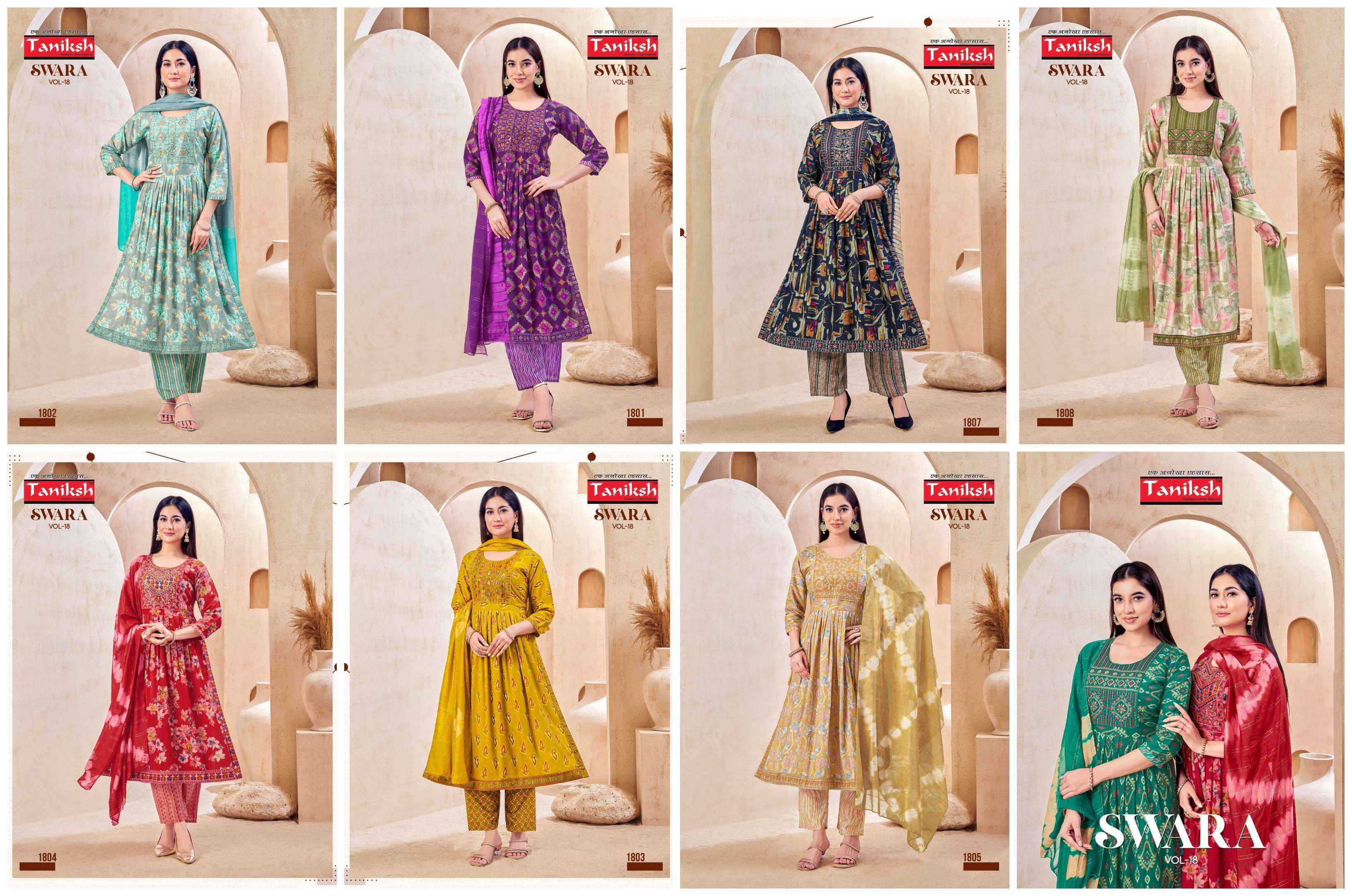 Taniksh Swara Vol-18 Rayon Readymade Suit (8 pcs Catalogue)