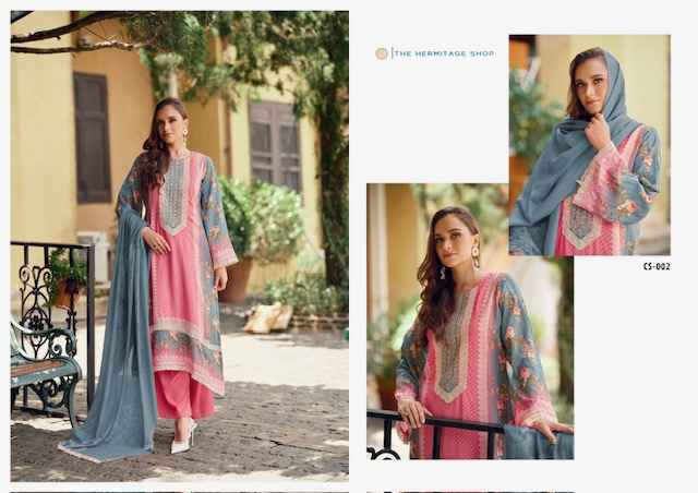 The Hermitage Shop Cross Stitch Lawn Cotton Dress Material 6 pcs Catalogue