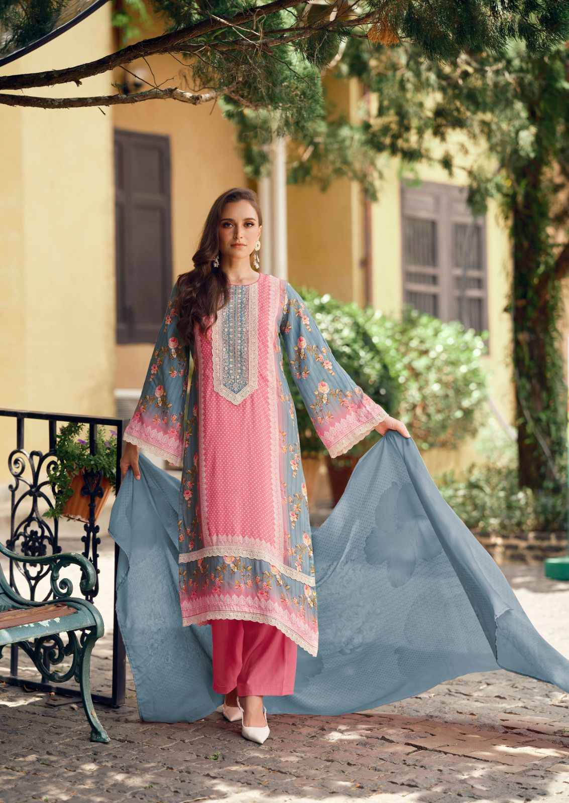 The Hermitage Shop Cross Stitch Lawn Cotton Dress Material 6 pcs Catalogue