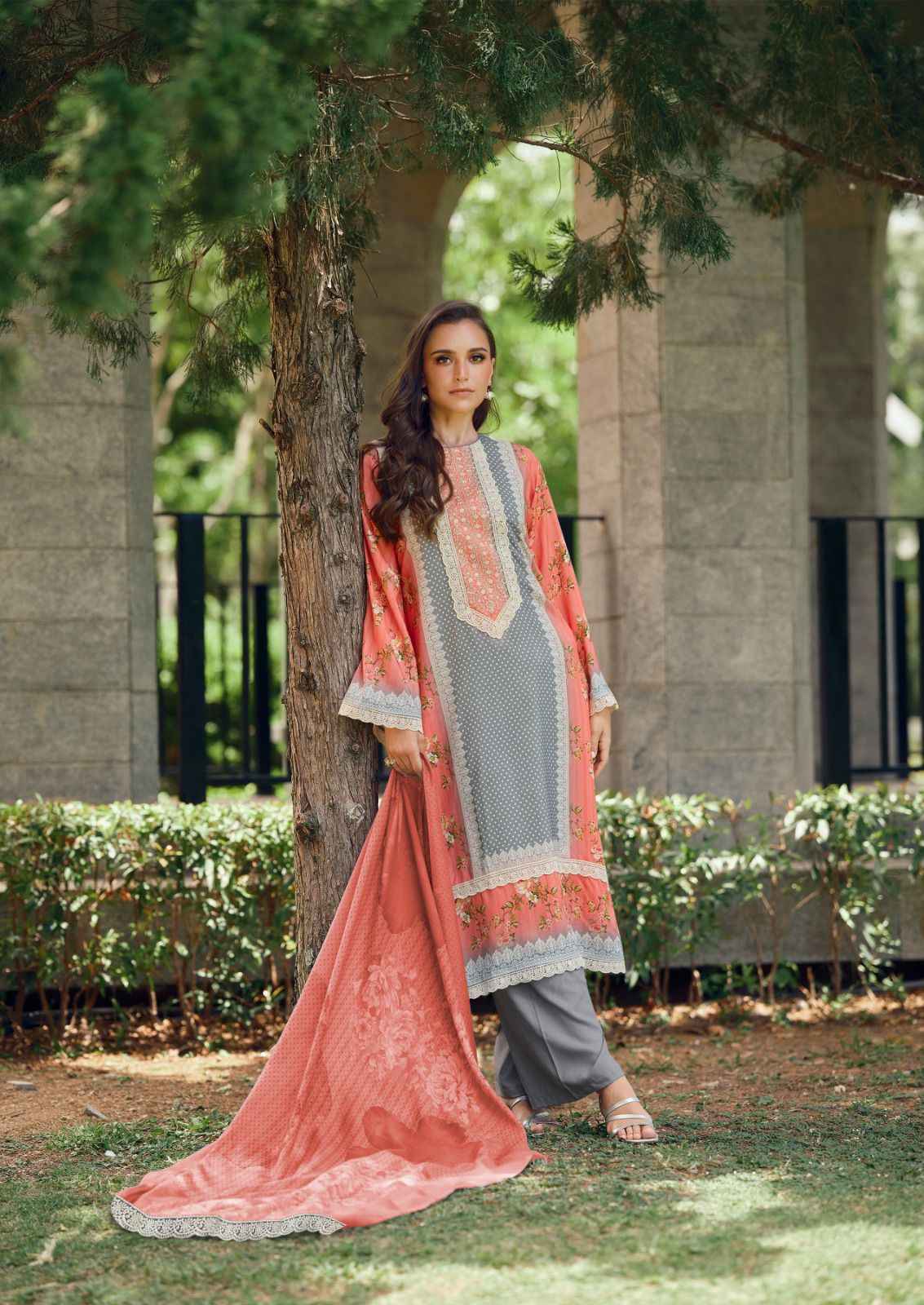 The Hermitage Shop Cross Stitch Lawn Cotton Dress Material 6 pcs Catalogue