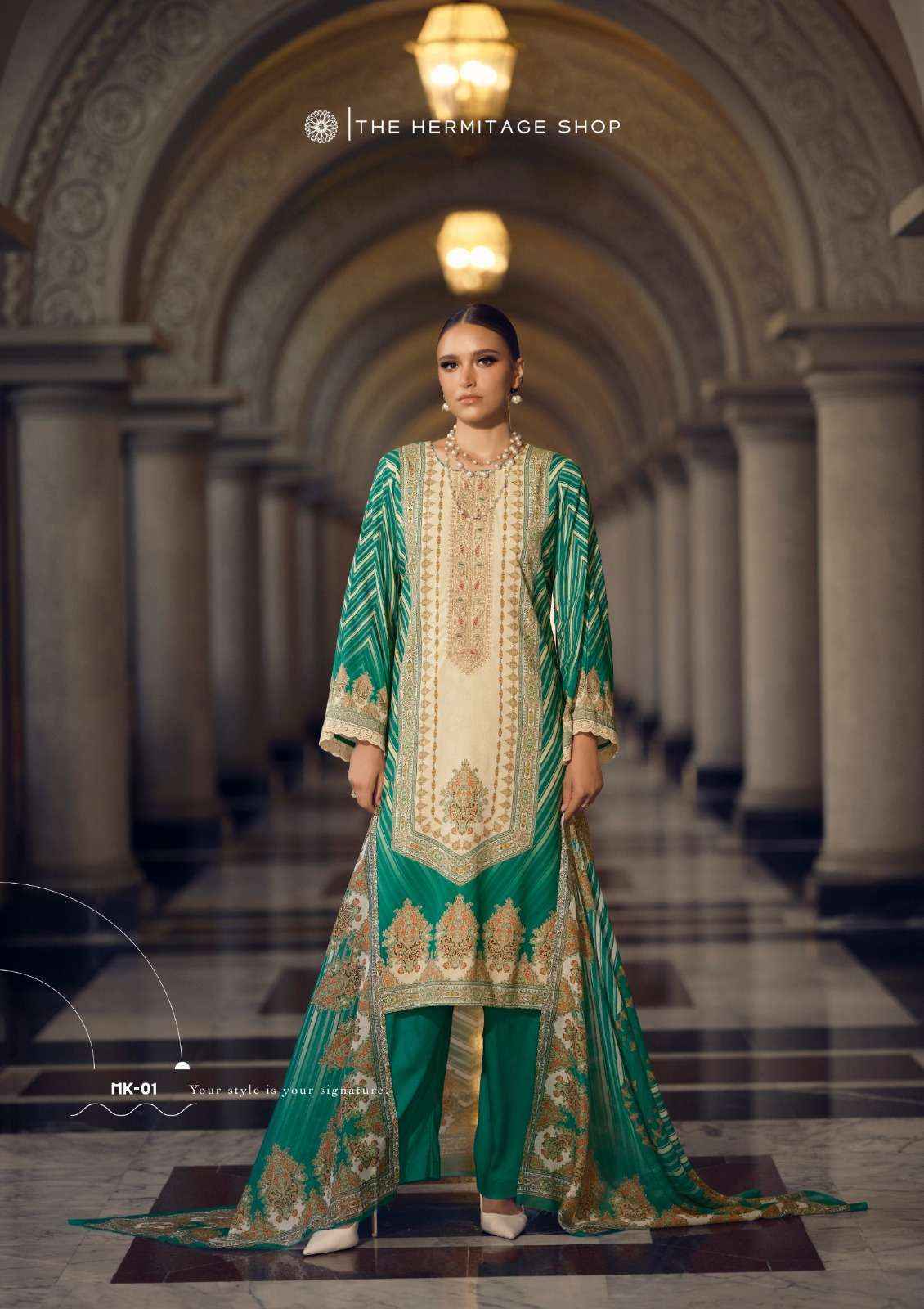 The Hermitage Shop Marrakesh Jam Satin Dress Material (6 pcs Catalogue)