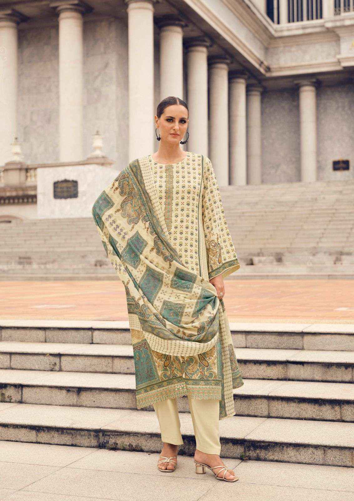 The Hermitage Shop Paisely Viscouse Dress Material (6 pcs Catalogue)