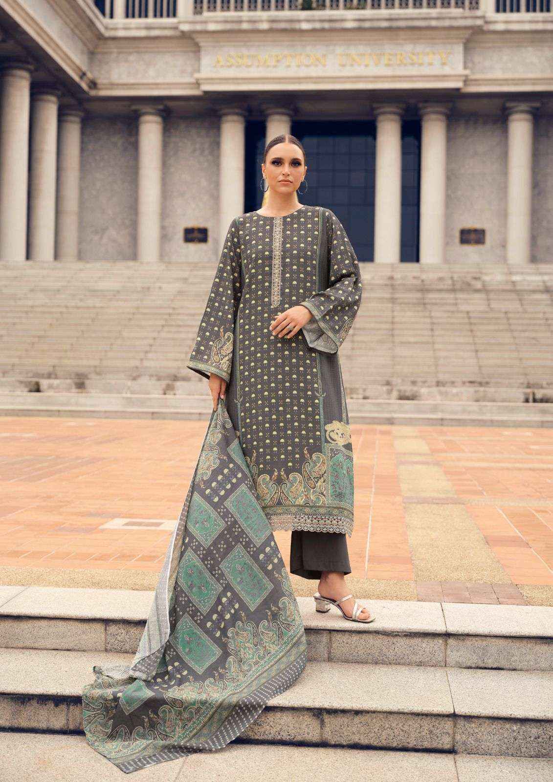 The Hermitage Shop Paisely Viscouse Dress Material (6 pcs Catalogue)