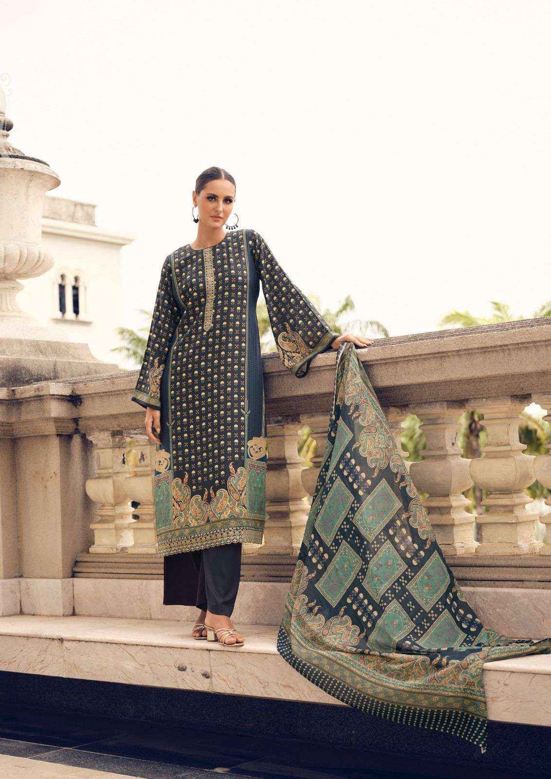 The Hermitage Shop Paisely Viscouse Dress Material (6 pcs Catalogue)