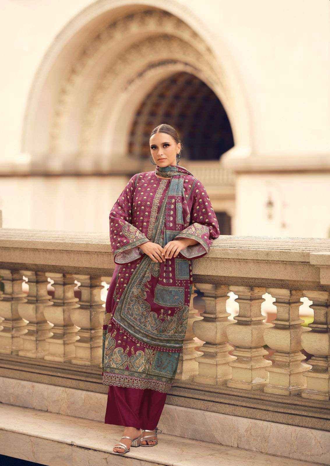 The Hermitage Shop Paisely Viscouse Dress Material (6 pcs Catalogue)