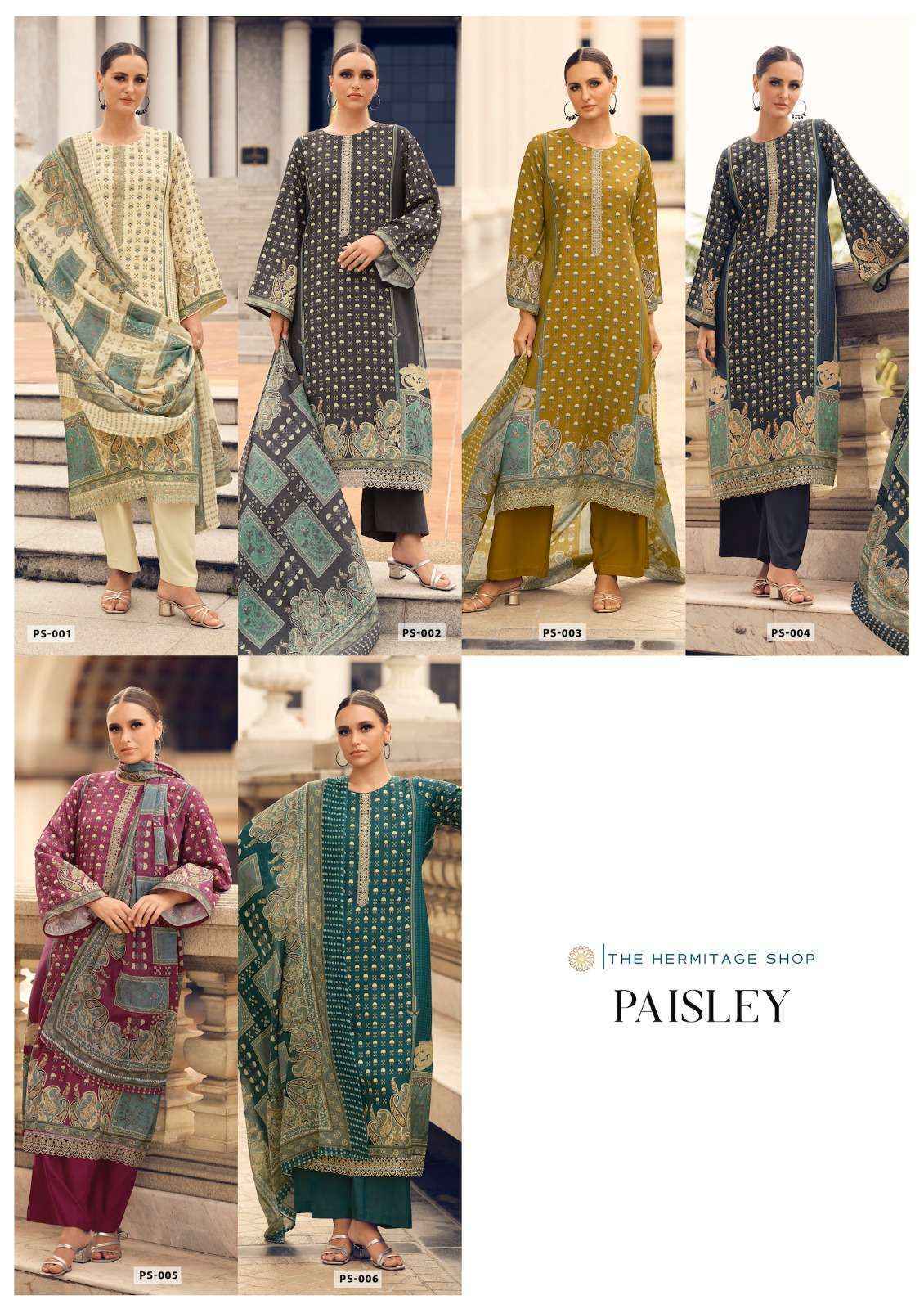 The Hermitage Shop Paisely Viscouse Dress Material (6 pcs Catalogue)