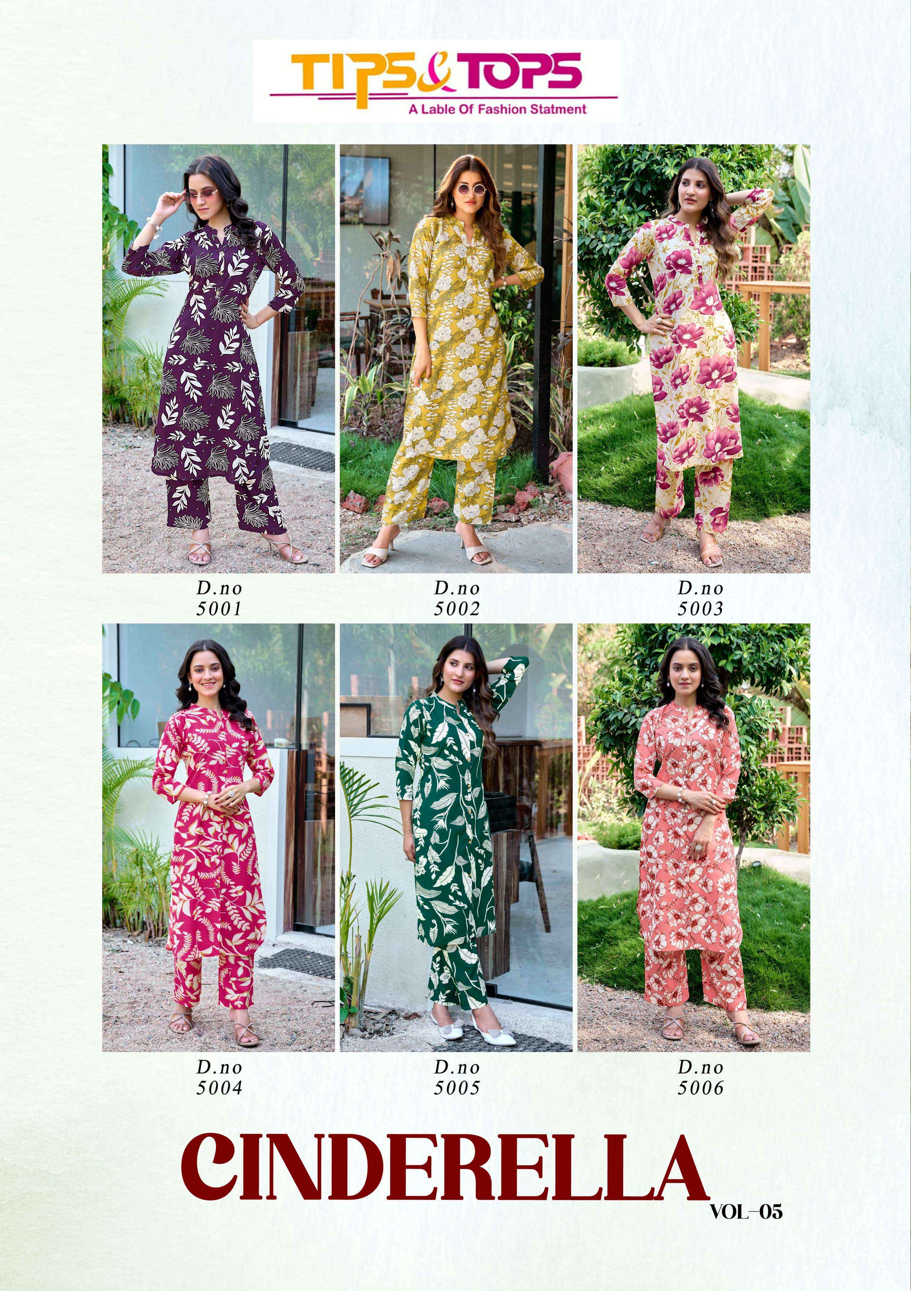 Tips & Tops Cinderella Vol 5 Rayon Co ord set 6 pcs Catalogue