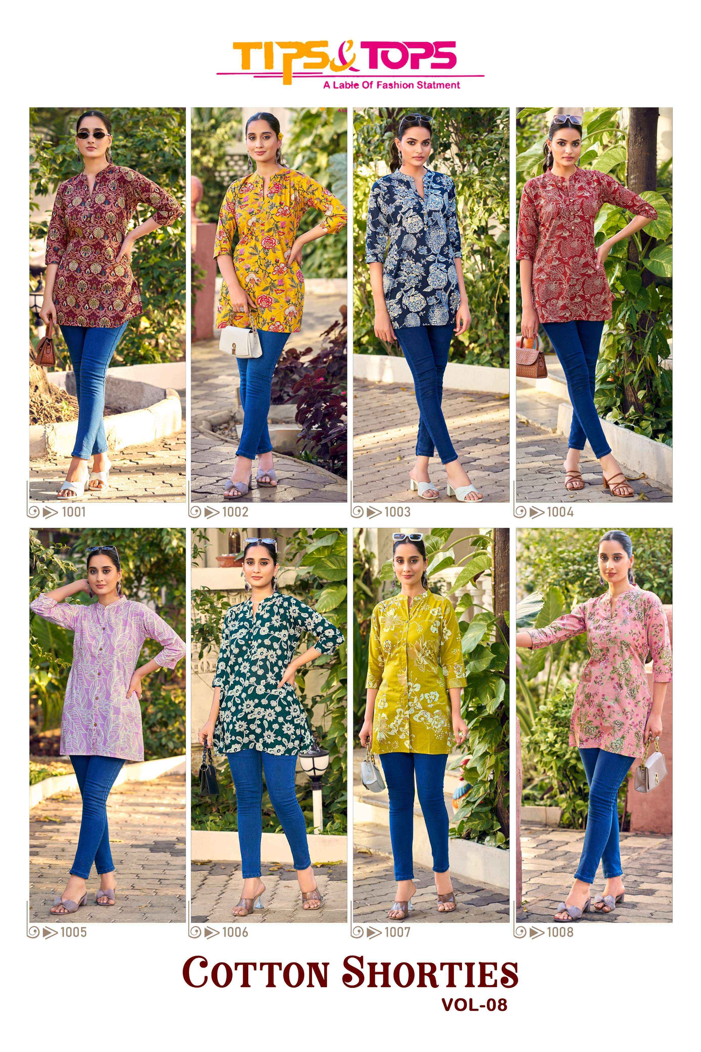 Tips & Tops Cotton Shorties Vol-8 Cotton Kurti (8 pcs Catalogue)